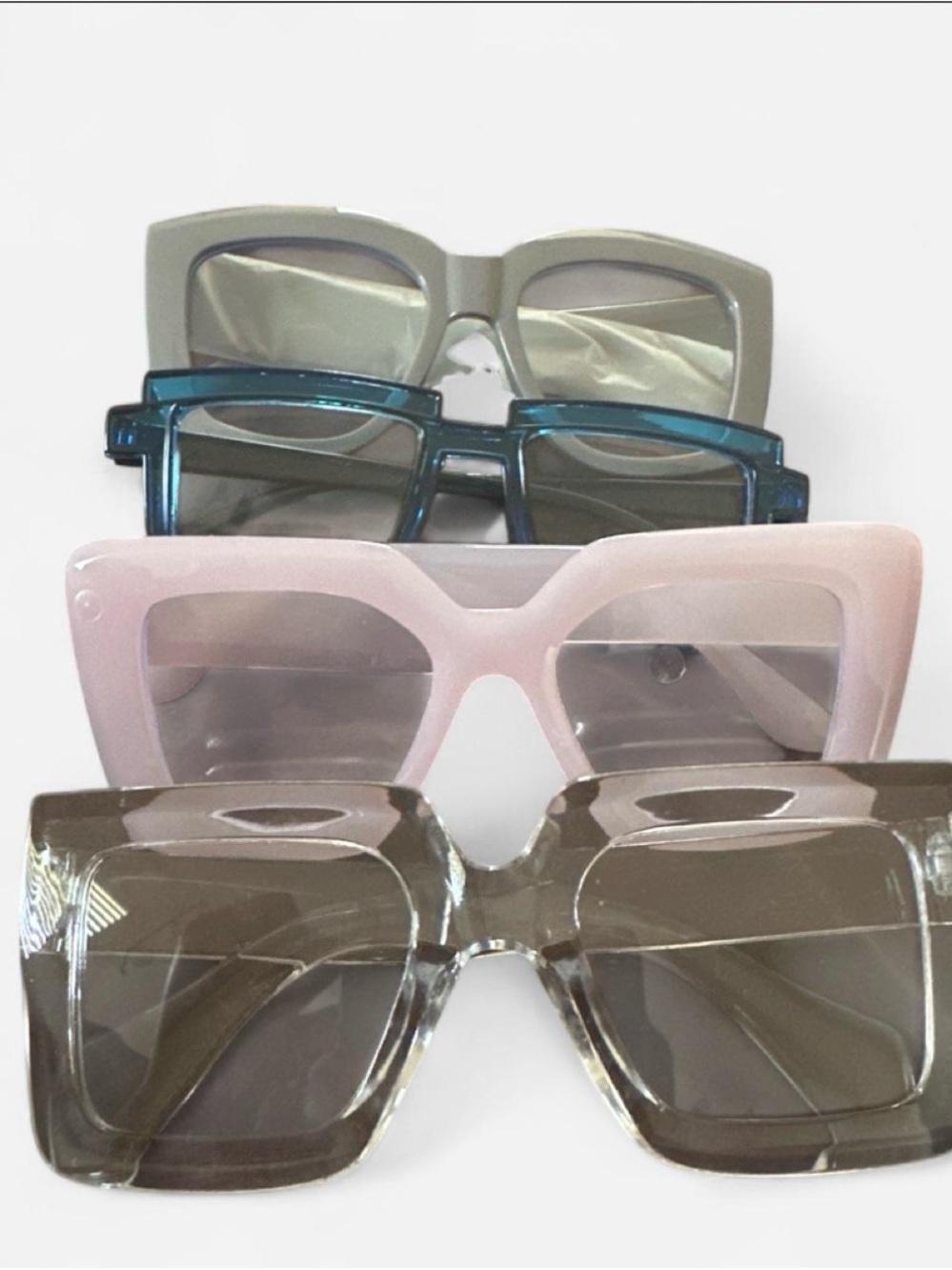 Stylish Oversized Square Clear Lenses Glasses — Clear, Pink, Blue, Gray